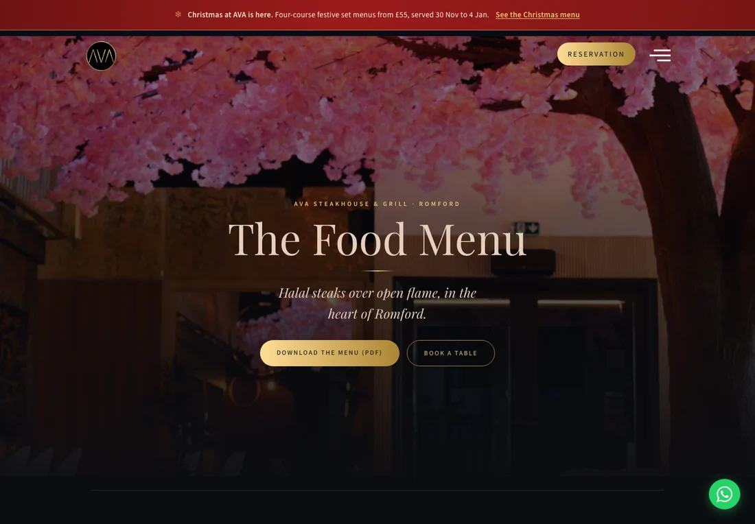The food menu page we built