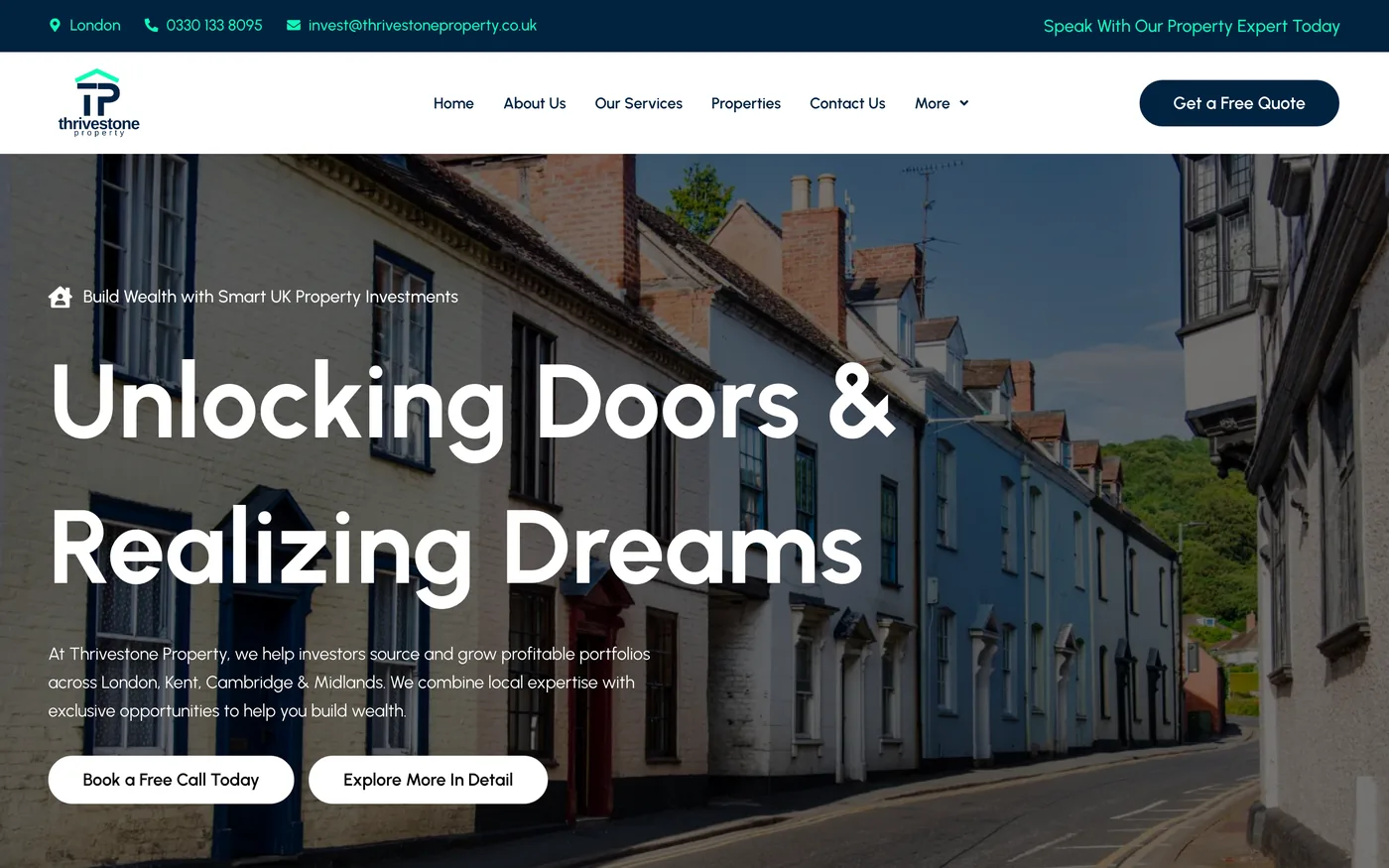 A premium property sourcing agency site covering the UK and Dubai