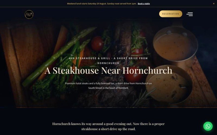 AVA Steakhouse local search case study: neighbourhood pages built across the Romford area